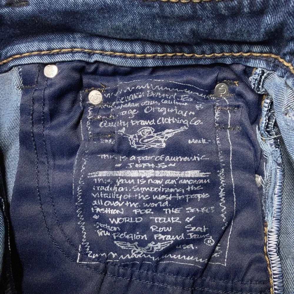 True Religion Rope Stitch Jeans Relaxed Straight Flap Pocket 34 Fit 36x28 USA